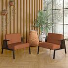 Kit 2 Poltronas Decorativa Newark Preto/imbuia/terracot - M.