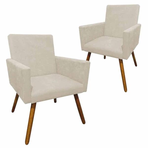 Kit 2 Poltronas Decorativa Nina Bege Star Confort