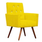 Kit 2 Poltronas Decorativa Nina Capitonê Suede Amarelo Com St