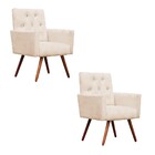 Kit 2 Poltronas Decorativa Nina Capitonê Suede Bege Com Stras