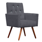 Kit 2 Poltronas Decorativa Nina Capitonê Suede Cinza Com Stra
