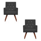 Kit 2 Poltronas Decorativa Nina Capitonê Suede Grafite Com St