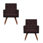 Kit 2 Poltronas Decorativa Nina Capitonê Suede Marrom - Domin