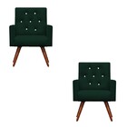 Kit 2 Poltronas Decorativa Nina Capitonê Suede Verde Com Stra