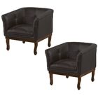 Kit 2 Poltronas Decorativa Noah Couro Marrom Fosco G58 - Gran