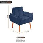 Kit 2 Poltronas Decorativa Opala Tecido Suede Azul Pés Palito