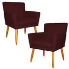 Kit 2 Poltronas Decorativa Para Sala De Estar Cecília Suede B