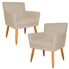 Kit 2 Poltronas Decorativa Para Sala De Estar Cecília Suede B