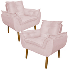 Kit 2 Poltronas Decorativa Para Sala De Estar Opala Suede Ros
