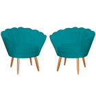 Kit 2 Poltronas Decorativa Para Sala De Estar Petala Suede Az