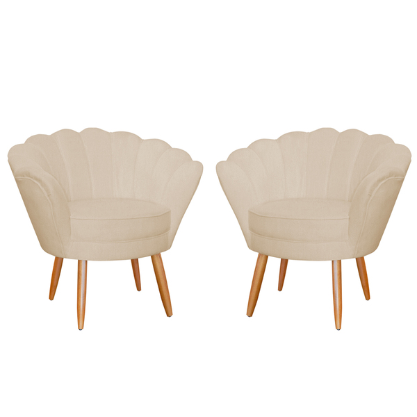 Kit 2 Poltronas Decorativa Para Sala De Estar Petala Suede Be