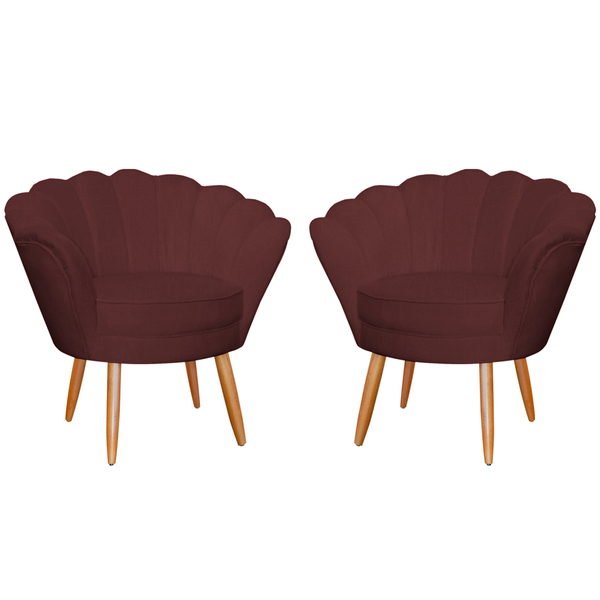 Kit 2 Poltronas Decorativa Para Sala De Estar Petala Suede Bo
