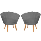 Kit 2 Poltronas Decorativa Para Sala De Estar Petala Suede Ci