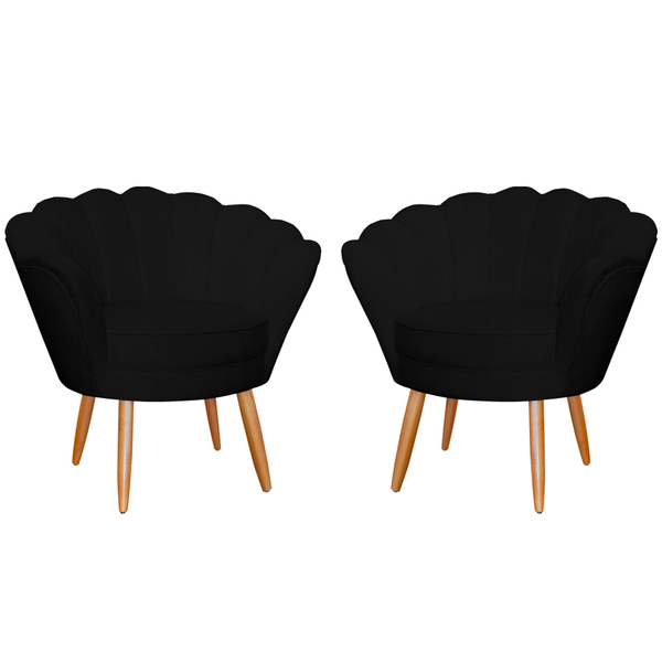 Kit 2 Poltronas Decorativa Para Sala De Estar Petala Suede Pr