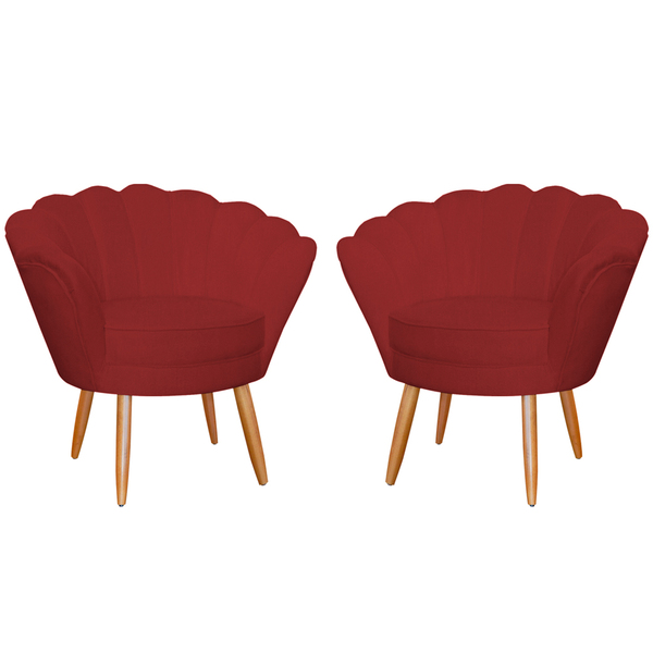 Kit 2 Poltronas Decorativa Para Sala De Estar Petala Suede Ve