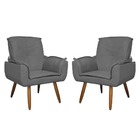 Kit 2 Poltronas Decorativa Para Sala Emília Plus Suede Cinza
