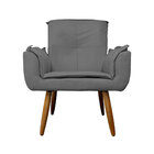 Kit 2 Poltronas Decorativa Para Sala Emília Plus Suede Cinza