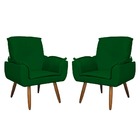 Kit 2 Poltronas Decorativa Para Sala Emília Plus Suede Verde