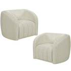 Kit 2 Poltronas Decorativa Para Sala Lazio M03 Bouclê Bege Cl