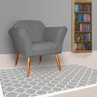 Kit 2 Poltronas Decorativa Para Sala Marcela Suede Cinza