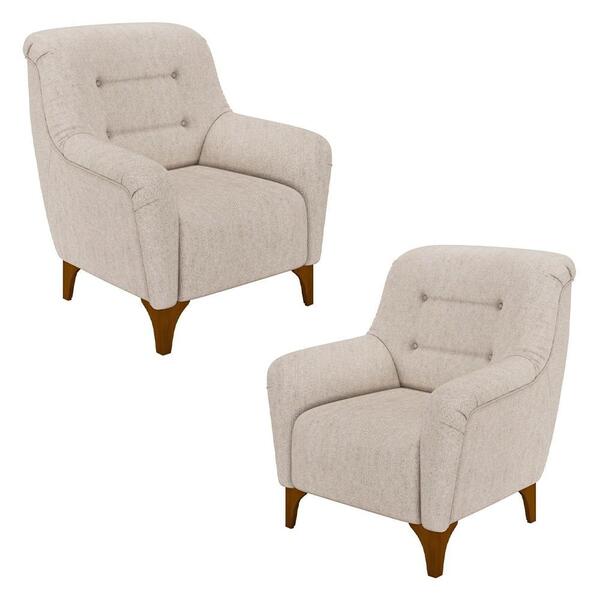 Kit 2 Poltronas Decorativa Para Sala Pés Madeira Lima M22 Lin