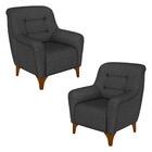 Kit 2 Poltronas Decorativa Para Sala Pés Madeira Lima M22 Lin