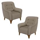 Kit 2 Poltronas Decorativa Para Sala Pés Madeira Lima M22 Pu