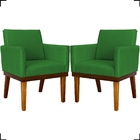 Kit 2 Poltronas Decorativa Para Sala Recepção Consultório Esc