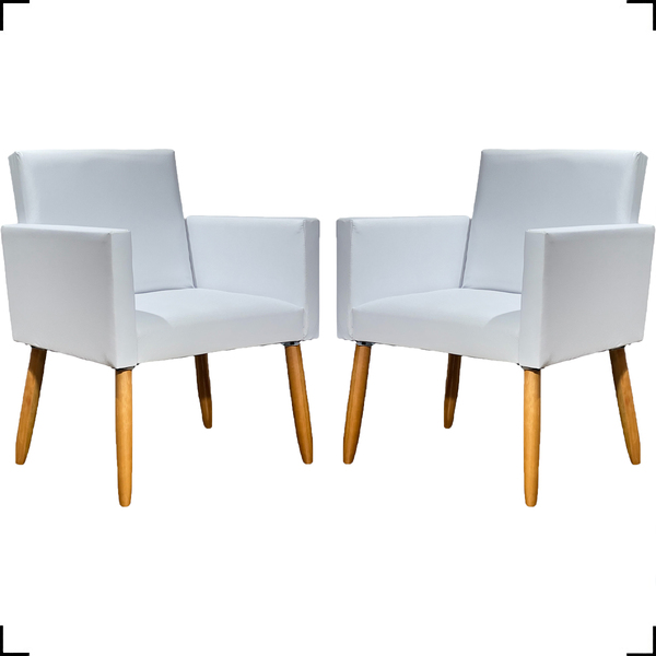 Kit 2 Poltronas Decorativa Para Sala Recepção Consultório Nin