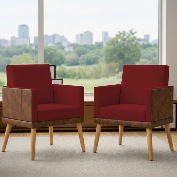 Kit 2 Poltronas Decorativa Para Sala Recepção Escritório Cons