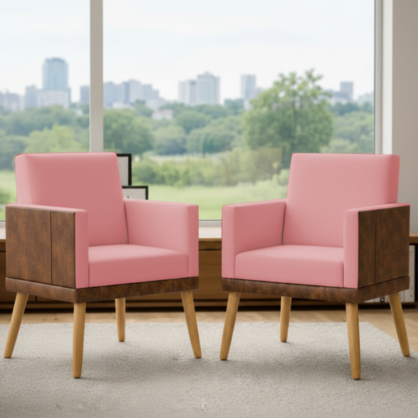 Kit 2 Poltronas Decorativa Para Sala Recepção Escritório Cons