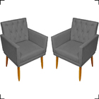 Kit 2 Poltronas Decorativa Para Sala Recepção Nina Capitonê c