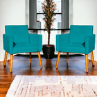 Kit 2 Poltronas Decorativa Para Sala Recepção Nina Suede Azul