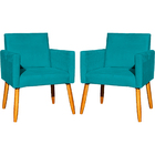 Kit 2 Poltronas Decorativa Para Sala Recepção Nina Suede Azul
