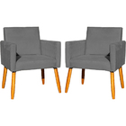 Kit 2 Poltronas Decorativa Para Sala Recepção Nina Suede Cinz