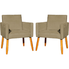 Kit 2 Poltronas Decorativa Para Sala Recepção Nina Suede Nude