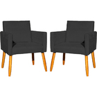 Kit 2 Poltronas Decorativa Para Sala Recepção Nina Suede Pret