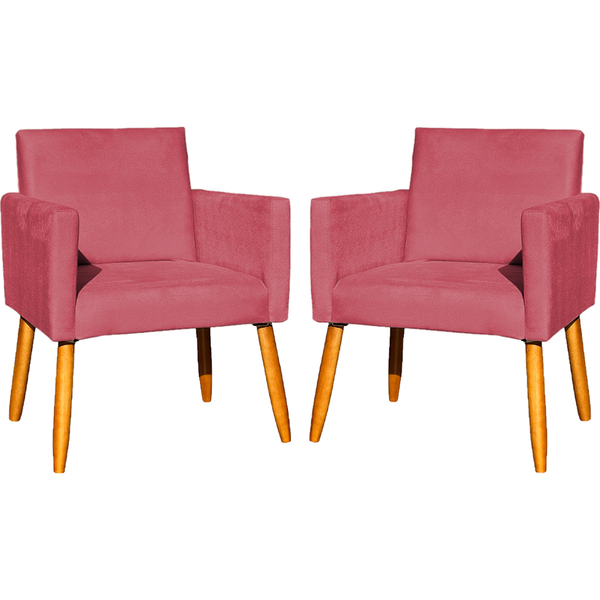 Kit 2 Poltronas Decorativa Para Sala Recepção Nina Suede Rosê