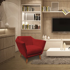 Kit 2 Poltronas Decorativa Pérsia Suede Pés Chanfrado Castanh