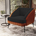 Kit 2 Poltronas Decorativa Pés De Aço Coral D02 Corano Preto