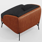 Kit 2 Poltronas Decorativa Pés De Aço Coral D02 Linho Chumbo