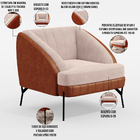 Kit 2 Poltronas Decorativa Pés De Aço Coral D02 Veludo Bege C