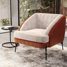 Kit 2 Poltronas Decorativa Pés De Aço Coral D02 Veludo Bege C