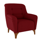 Kit 2 Poltronas Decorativa Pés Madeira Kunis Veludo Vermelho