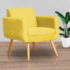 Kit 2 Poltronas Decorativa Pés Palito Cristal Suede Amarelo