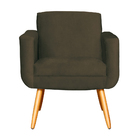 Kit 2 Poltronas Decorativa Pés Palito Cristal Suede Marrom