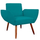 Kit 2 Poltronas Decorativa Pés Palito Flora Azul Turquesa