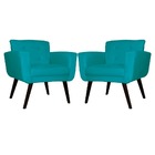 Kit 2 Poltronas Decorativa Pés Palito Geovana Azul Turquesa