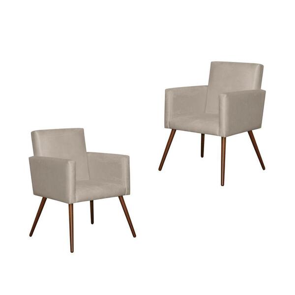 Kit 2 Poltronas Decorativa Recepção Lari Suede Bege Nude