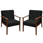 Kit 2 Poltronas Decorativa Recepção Laura Suede Preto